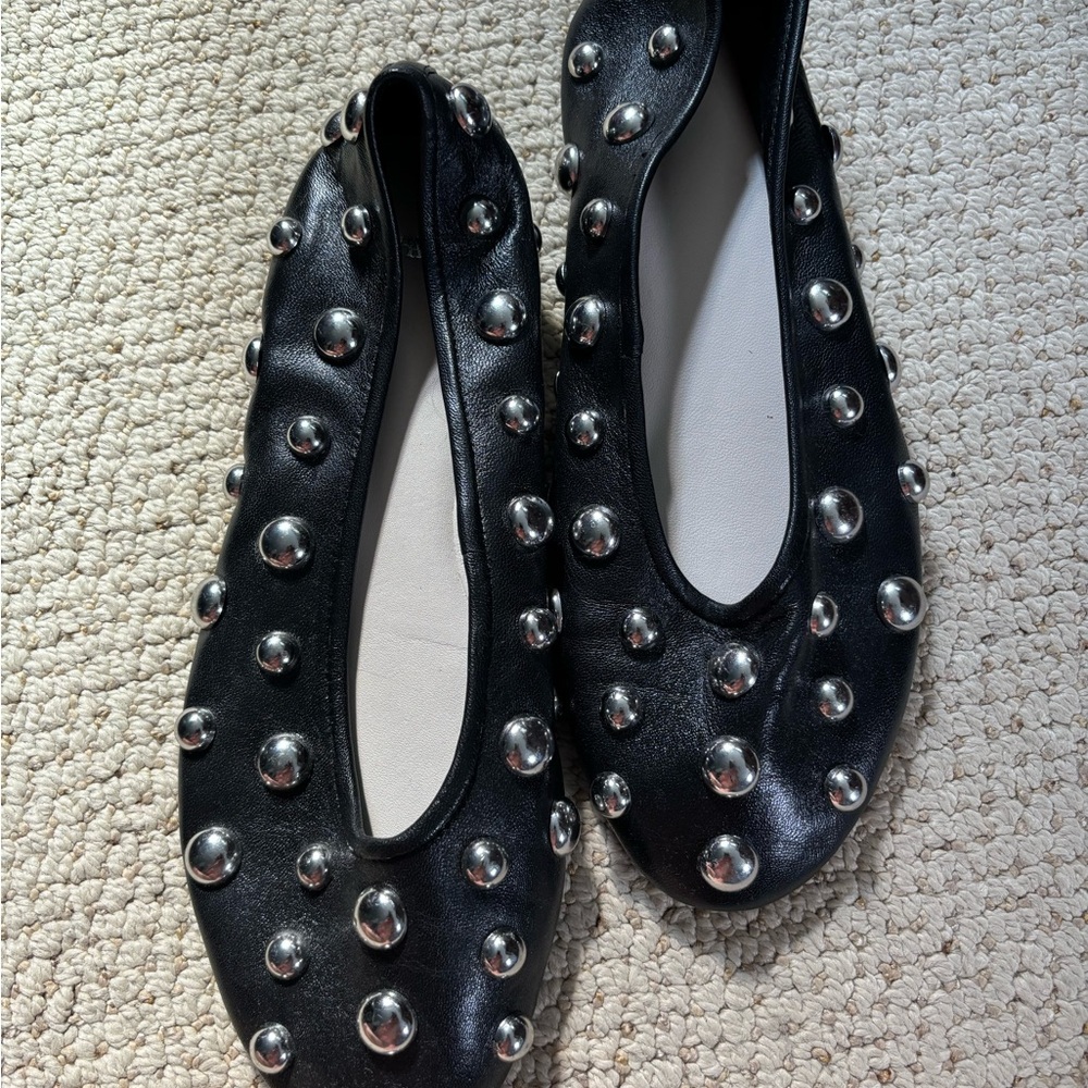 Zara Black Flats with Silver Studs